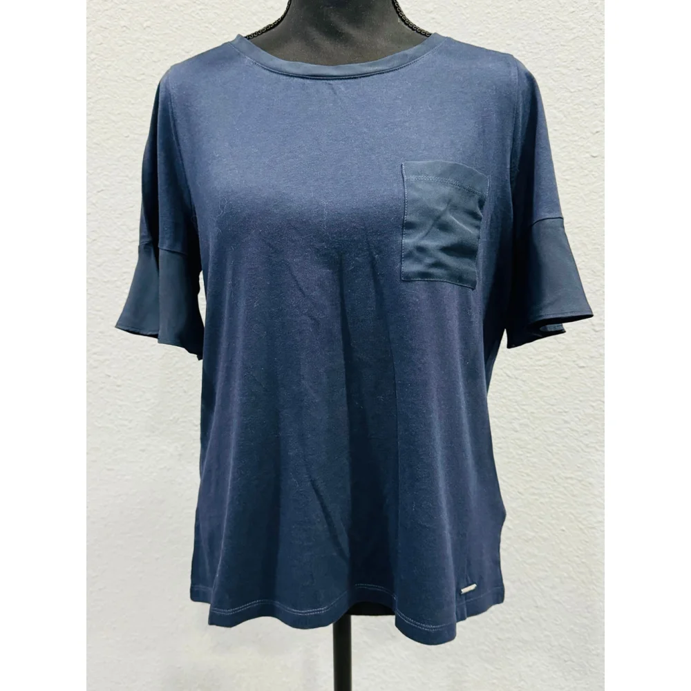 Nautica Women's Navy Blue Short Sleeve Pocket Tee - Size Large - Picture 1 of 8